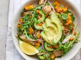 Roast Chicken Salad with Pumpkin, Avocado & Tahini-Lime Dressing