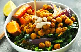 Sweet Potato Nourish Bowl with Turmeric Chickpeas & Greens